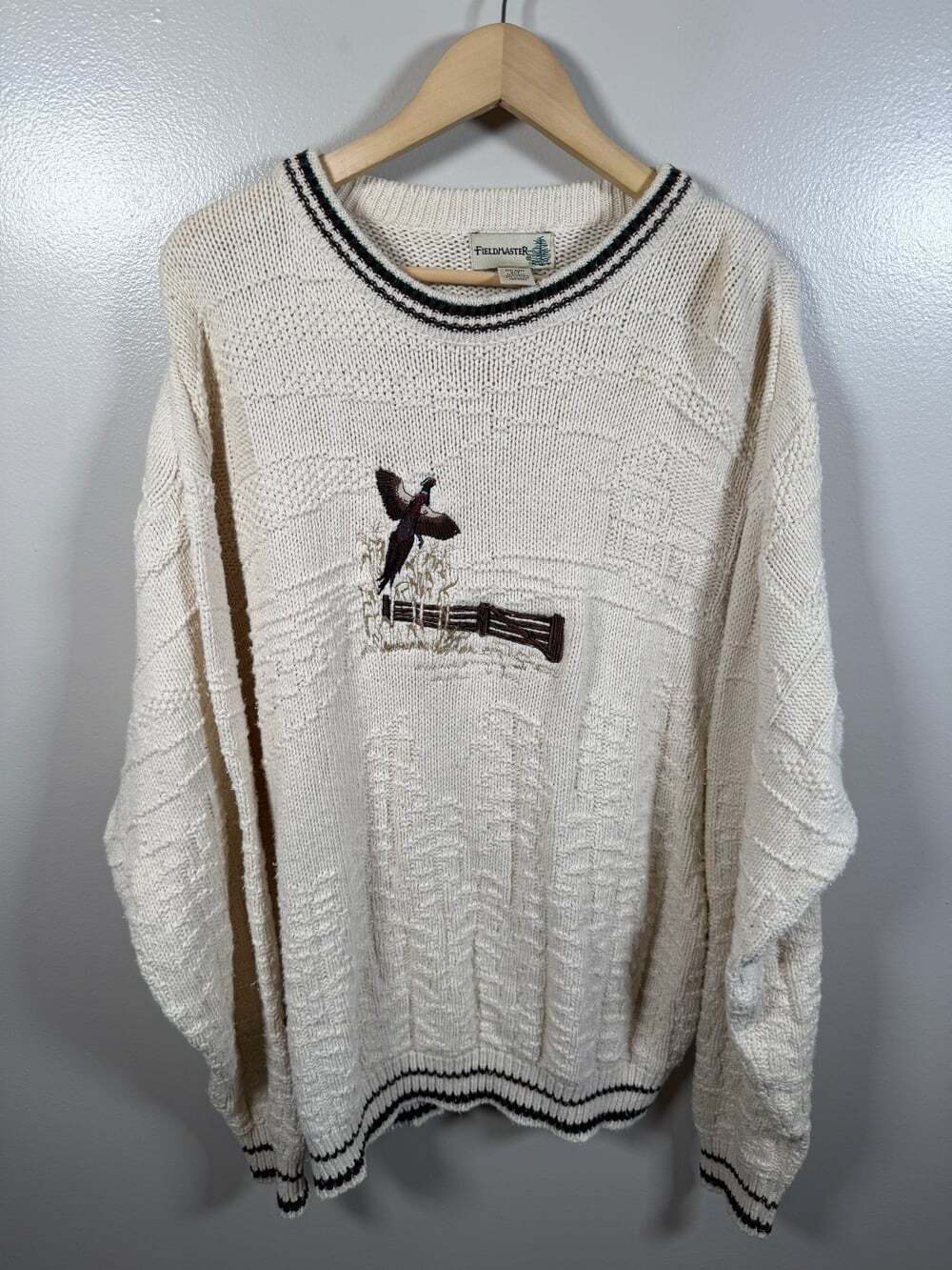 Vintage Fieldmaster Mens XLT Knit Sweater Pheasant Bird Hunting Cabin Grandpa
